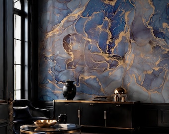 Luxury Navy Gold Wallpaper